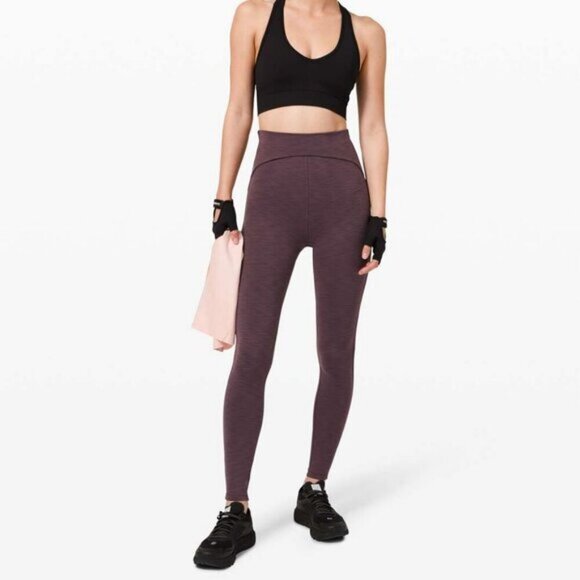 Lululemon Power Within Super High-Rise Pant 28" In Heathered Black Currant 2 - Picture 2 of 9